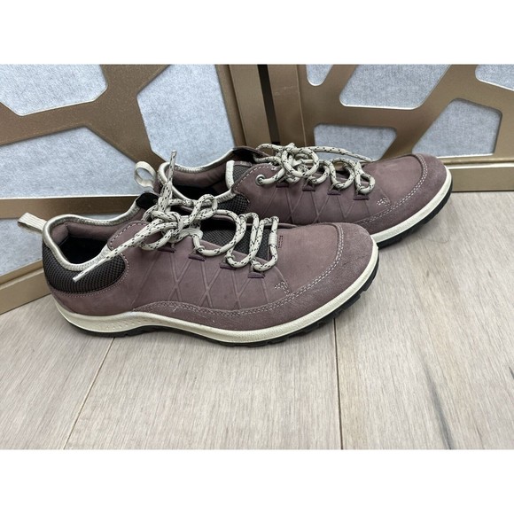 ECCO Aspina Low GORE-TEX Hiking Yak Leather Shoe 39 Us 8 Sneakers Plum - Picture 2 of 9
